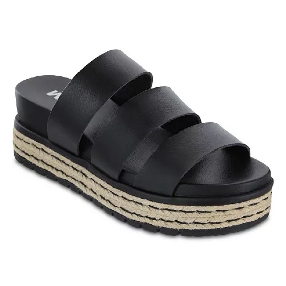 MIA Women’s Black Strappy Platform Sandals with Jute Detailing Size 8.5 - Picture 2 of 10